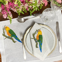 Load image into Gallery viewer, Jandaia Bird Placemat 100% linen with napkin 