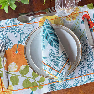 Orange placemats printed 100% linen with napkin 