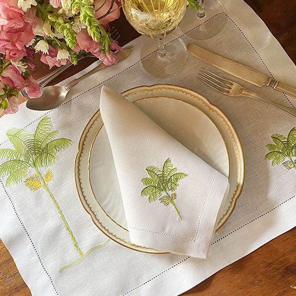 100% linen Palm Tree Placemat with Napkin 