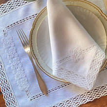 Load image into Gallery viewer, Embroidered Paris placemat and 100% linen lace with napkin