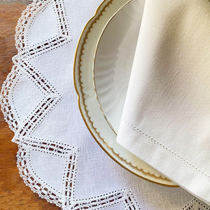 Royal Round Placemat Set 100% linen 40cm with napkin