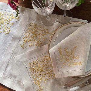 Natural beige Versailles placemat 100% linen with napkin