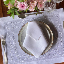 Load image into Gallery viewer, Hand embroidered 100% linen Victoria placemat with napkin