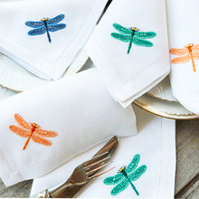 Load image into Gallery viewer, Dragonfly napkins kit of 6 100% linen napkins 