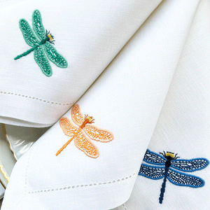 Dragonfly napkins kit of 6 100% linen napkins 
