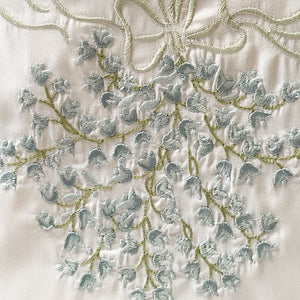 Blue embroidered Miguet sheet set 4 pieces 2.40x2.80m cotton 300 threads