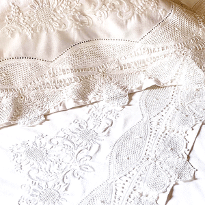 Manual Renaissance Lace Sheet Set Queen Size 2.40x2.80m 100% cotton 300 threads