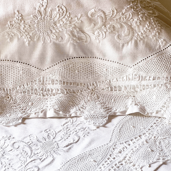 Manual Renaissance Lace Sheet Set Queen Size 2.40x2.80m 100% cotton 300 threads