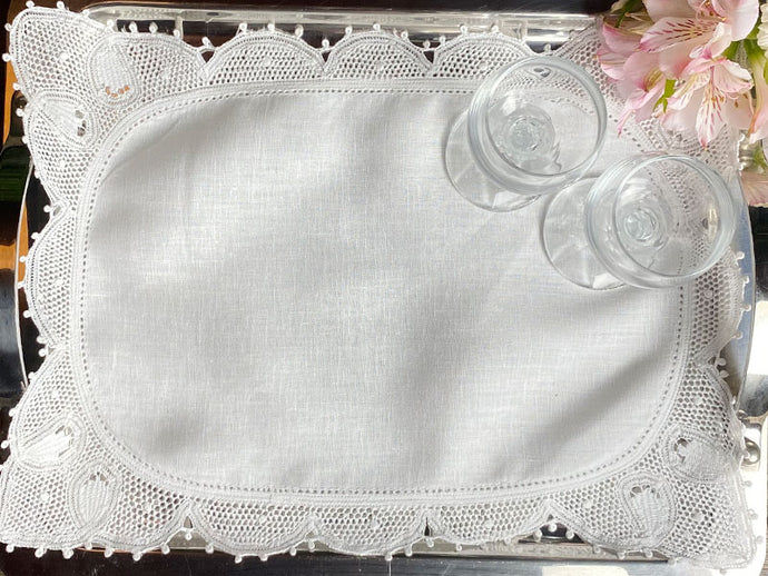 Manual Renaissance Lace Tray Cloth 34x46cm 100% linen