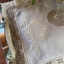 Load image into Gallery viewer, Embroidered Sieve Tray Cloth natural beige 30x40cm 100% linen 