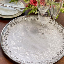 Load image into Gallery viewer, Floral Tray Cloth embroidered with lace 041cm round
