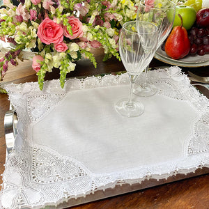 Manual Renaissance Flower Tray Cloth 30x44cm 100% linen