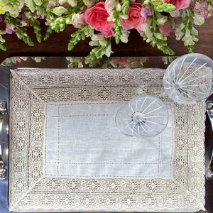 Versailles Lace Tray Cloth beige 30x42cm 100% linen 