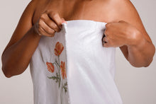 Load image into Gallery viewer, Salmon floral bath cover-up 100% terry cotton
