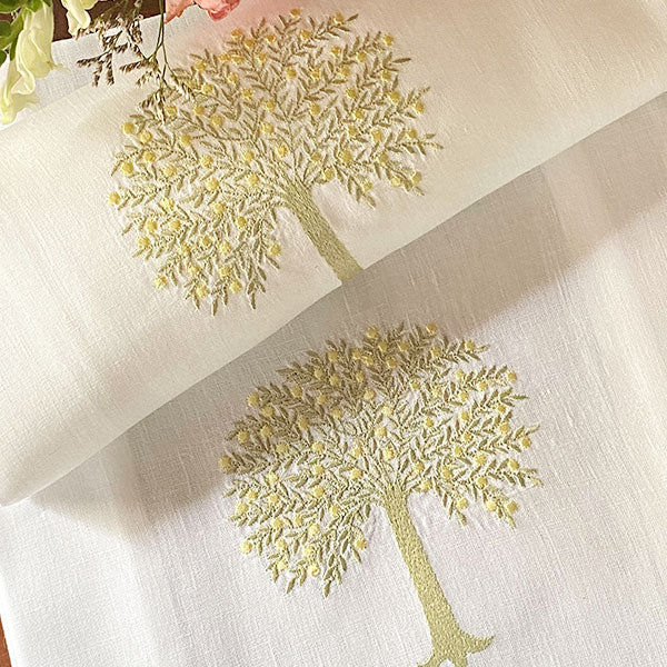 Embroidered Tree Towel 100% linen 42x75cm