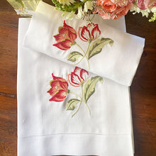 Load image into Gallery viewer, Embroidered Floral Towel Towel 42x75cm 100% linen