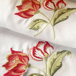 Embroidered Floral Towel Towel 42x75cm 100% linen