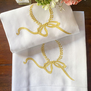 Embroidered Bow Towel Towel 42x75cm 100% linen