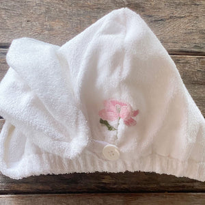 Touca de Banho Floral Rosa felpuda tamanho único