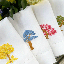 Load image into Gallery viewer, Trees Botanical Visiting Towel 4 units 26x45cm 100% linen