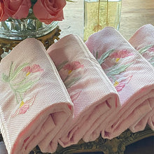 Load image into Gallery viewer, Pink Flower Guest Towel 100% terry cotton 30x50cm unit