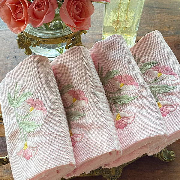 Pink Flower Guest Towel 100% terry cotton 30x50cm unit