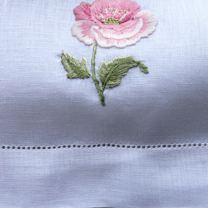 Embroidered Rose Flower Guest Towel 26x45cm 100% linen - unit