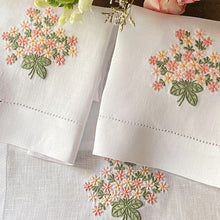 Load image into Gallery viewer, Pink Daisies Guest Towel 100% linen 26x45cm unit